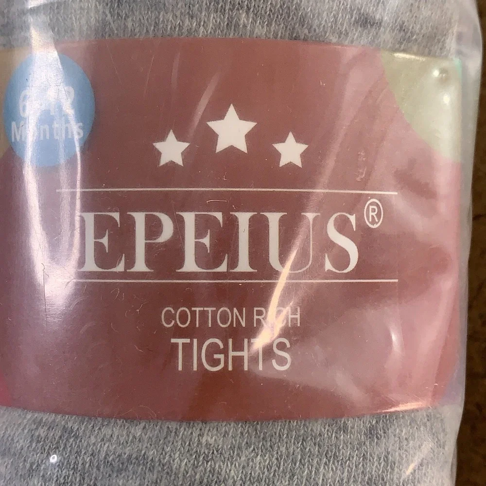 EPEIUS Baby Girl Size 6-12 Months Black White Gray Cotton Rich Tights 3 Pack NWT